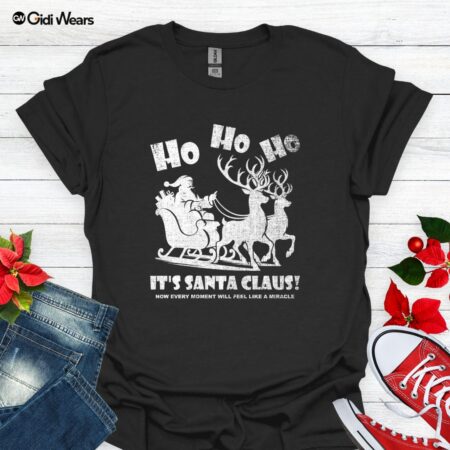 Ho Ho Ho It's Santa Claus Christmas T-Shirt featuring a festive design for dog lovers and gamers - Gidi Wears