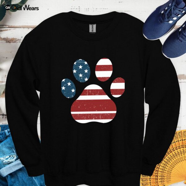 Patriotic Dog Paw American Flag Sweatshirt | Pet Lover USA Gift