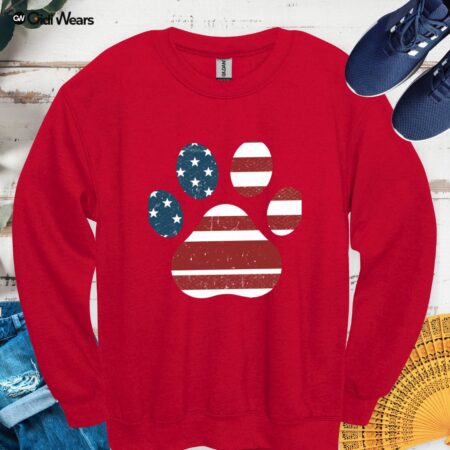 Patriotic Dog Paw American Flag Sweatshirt | Pet Lover USA Gift