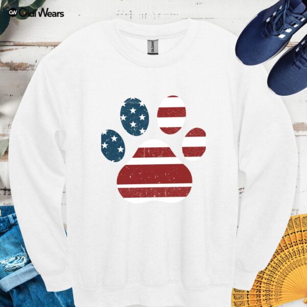Patriotic Dog Paw American Flag Sweatshirt | Pet Lover USA Gift
