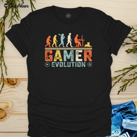 Gidi Wears Gamer Evolution T-Shirt for Dog Lovers – Funny Gaming and Dog Lover Apparel with Clever Evolution Design