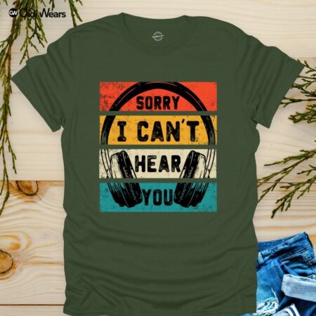 Sorry I Can't Hear You T-Shirt for Gamers and Dog Lovers with humorous design - gidi wears gamer t-shirt
