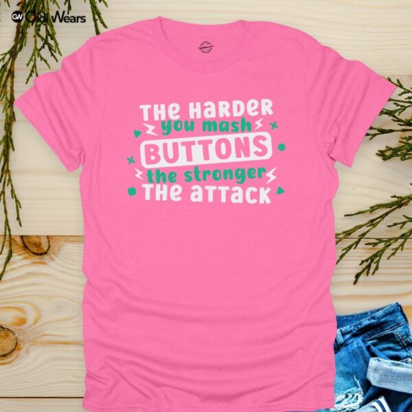 The Harder You Mash Buttons, The Stronger The Attack' T-Shirt for gamers and dog lovers - Gidi Wears