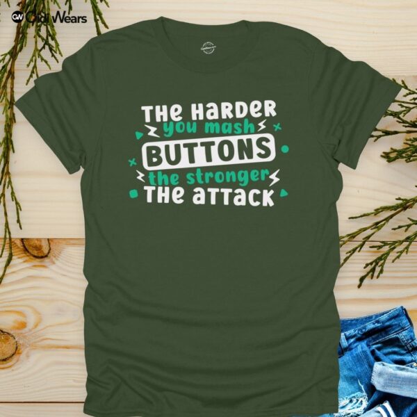 The Harder You Mash Buttons, The Stronger The Attack' T-Shirt for gamers and dog lovers - Gidi Wears
