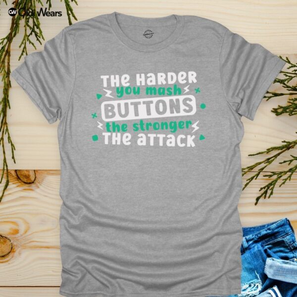 The Harder You Mash Buttons, The Stronger The Attack' T-Shirt for gamers and dog lovers - Gidi Wears