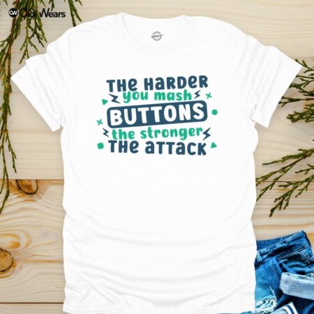 The Harder You Mash Buttons, The Stronger The Attack' T-Shirt for gamers and dog lovers - Gidi Wears